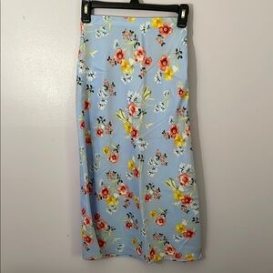 Forever 21 Floral Blue Midi Skirt